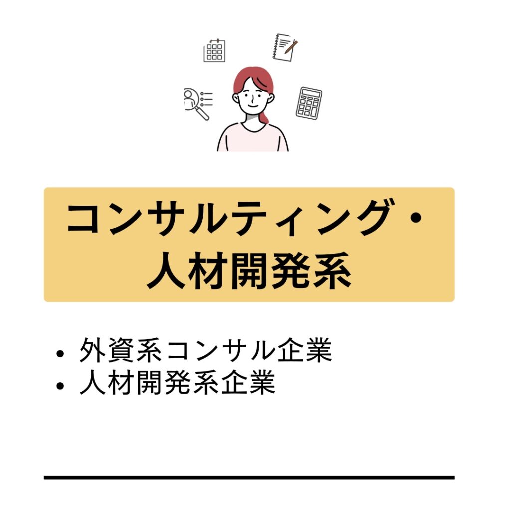 コンサルティング・人材開発系
（外資系コンサル企業、人材開発系企業）